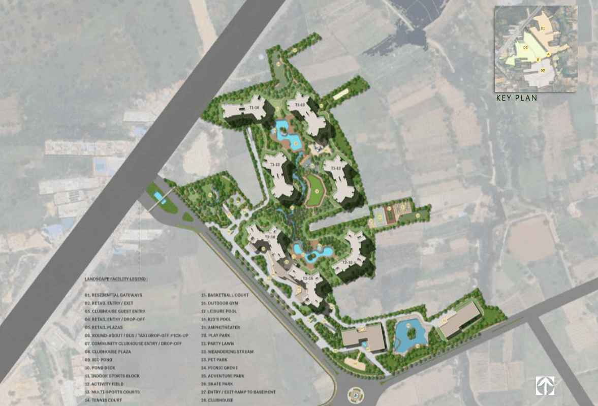DLF Sector 108 Noida master plan showing tower positions and green spaces