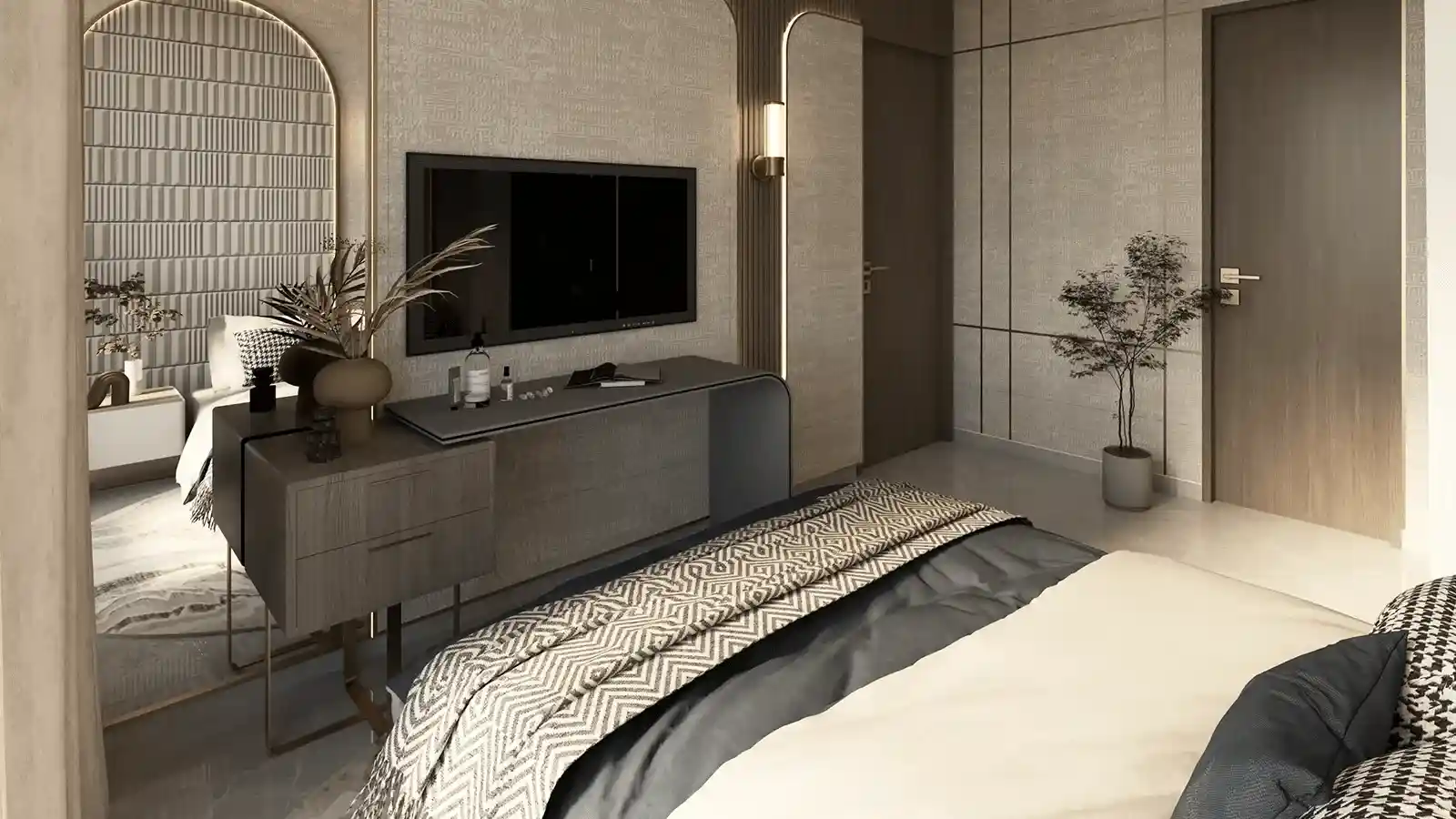Master bedroom interior at Suraksha Group Wish Town Noida