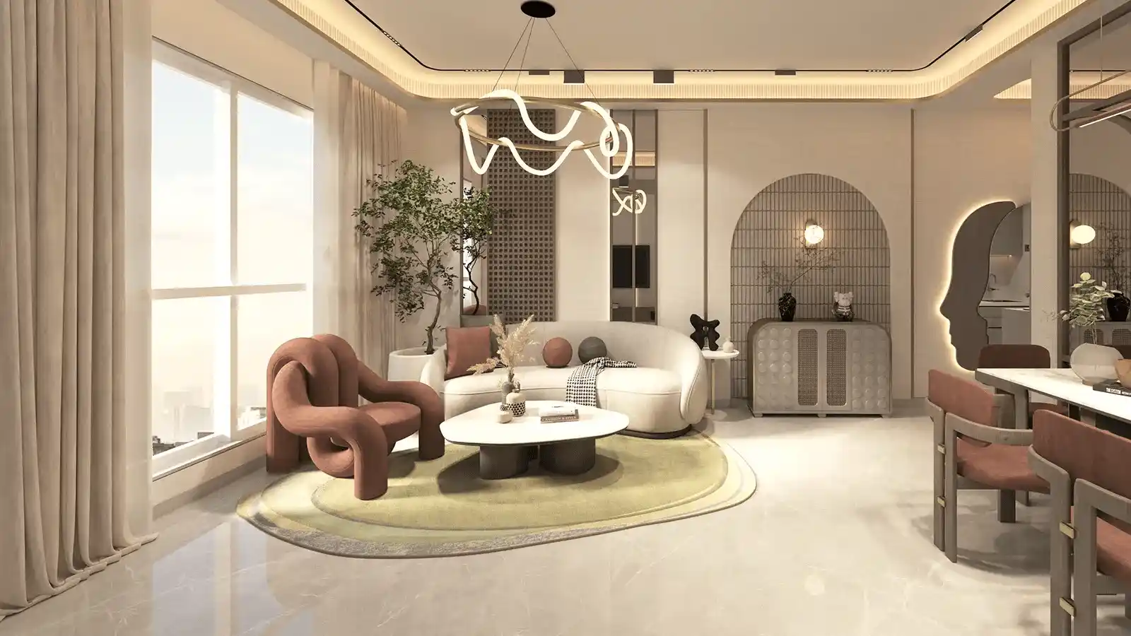 Spacious living room interior at Suraksha Group Wish Town Noida