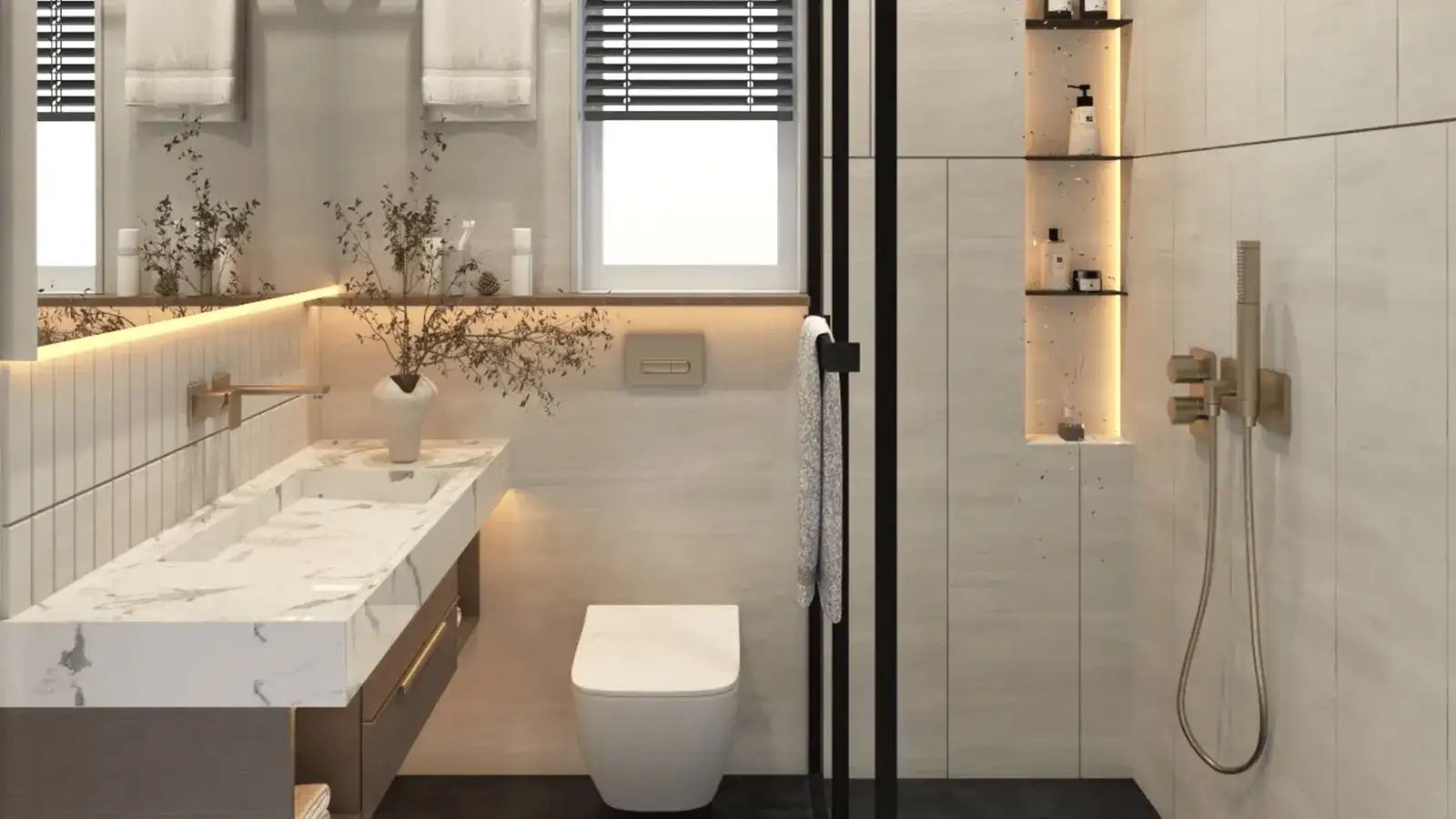 Luxury bathroom with premium fittings at Suraksha Group Wish Town